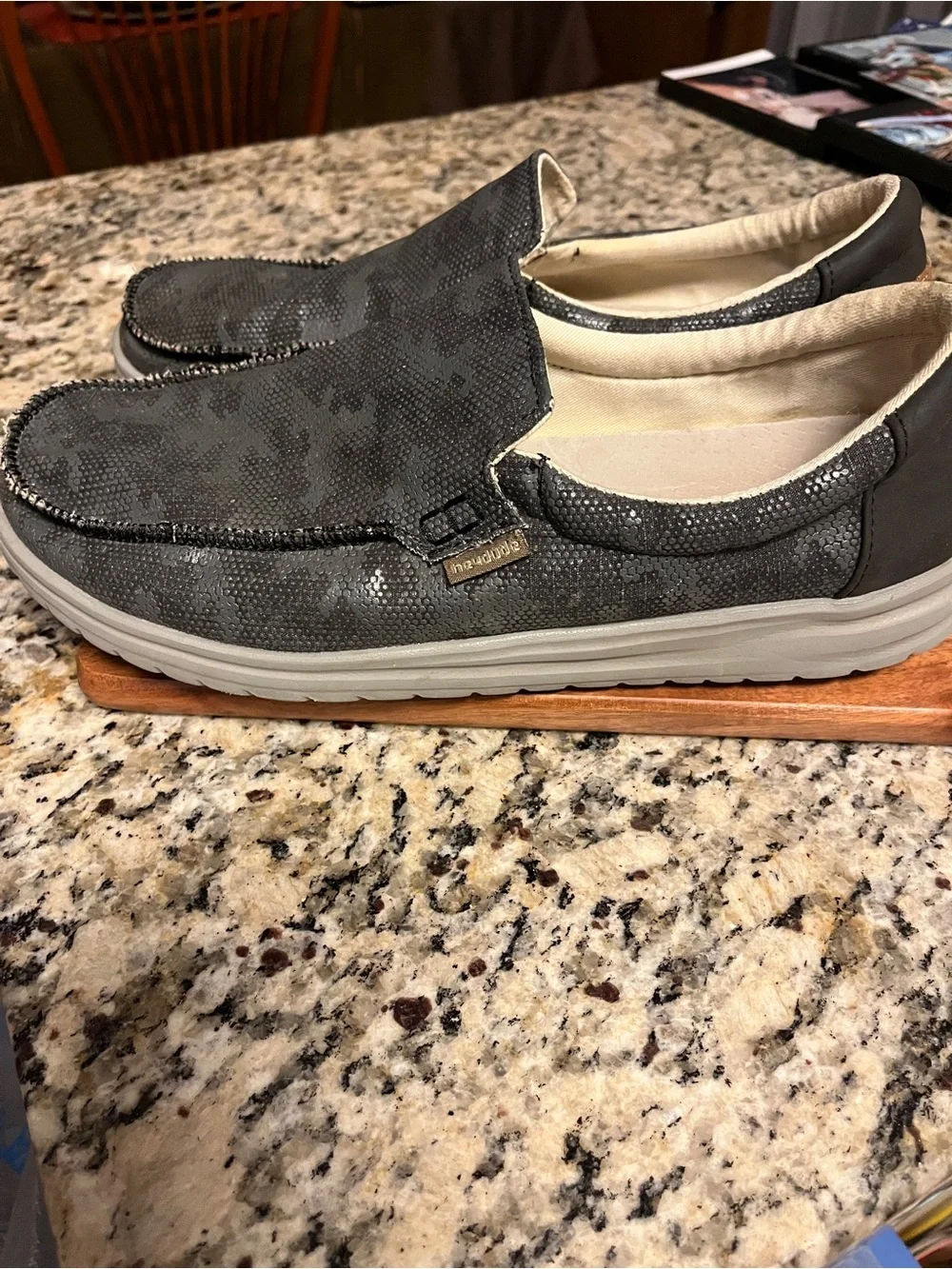 Hey Dude Dark Gray Camo Men’s Slip-On Casual Shoes Size 10